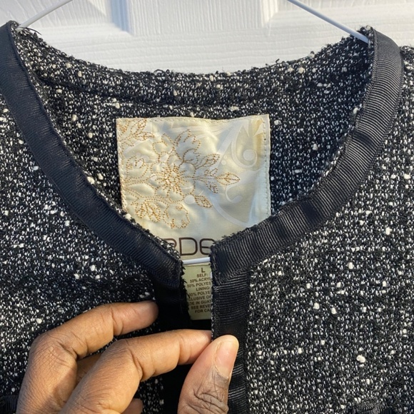 Arden B Tweed Jacket Size Large Two Front Pockets Light Jacket Fall Black White - Picture 11 of 14